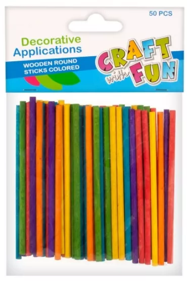 Craft with Fun Ozodba dekoracyjna drewniana Patyczki okr�g�e kolorowe