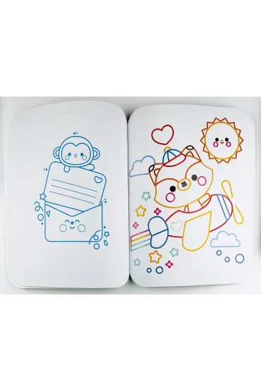 Kolorowanka Kawaii z grubym lakierowanym obrysem. Kot