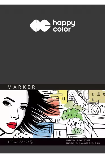 Happy Color Blok do marker�w ART, bia�y, A3, 100g, 25 arkuszy