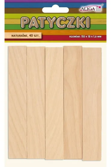 Aliga Patyczki drewniane naturalne 110x18x1,6 mm 40 szt
