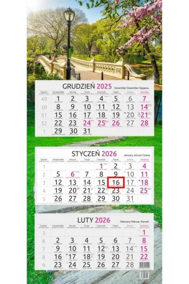 Aniew Kalendarz 2026 tr�jdzielny Most w parku