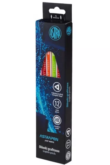 Astra O��wek grafitowy czarne drewno z gumk� 12 szt.