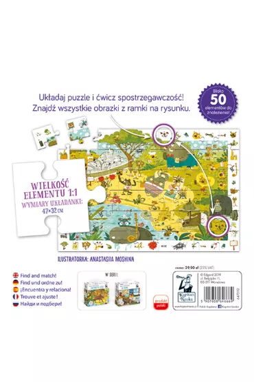 Puzzle obserwacyjne 54 el. Zwierz�ta dzikie Edgard