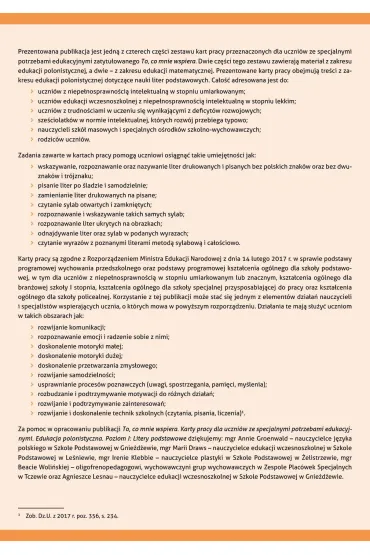 To, co mnie wspiera. Karty pracy dla uczni�w ze specjalnymi potrzebami edukacyjnymi. Edukacja polonistyczna. Poziom 1. Litery podstawowe - Alicja Tanajewska, Renata Naprawa, Natalia Wilczewska