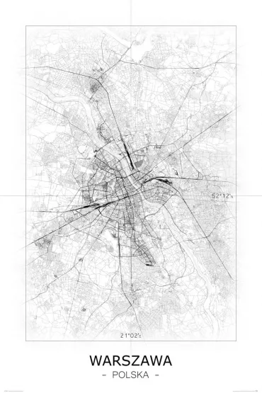Warszawa - Czarno-bia�a mapa