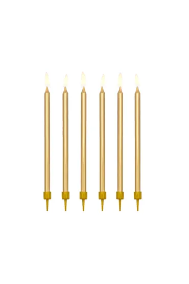 PartyDeco �wieczki urodzinowe g�adkie z�ote 12.5cm