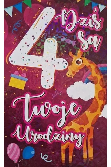Yeku Karnet Urodziny 4 dziewczynka