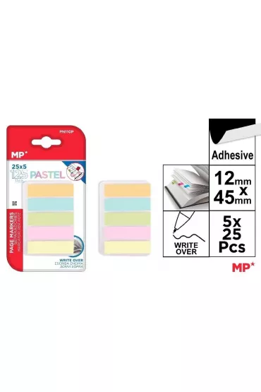 Mp Main Paper Zak�adki indeksuj�ce pastel 45x12mm 125 szt.