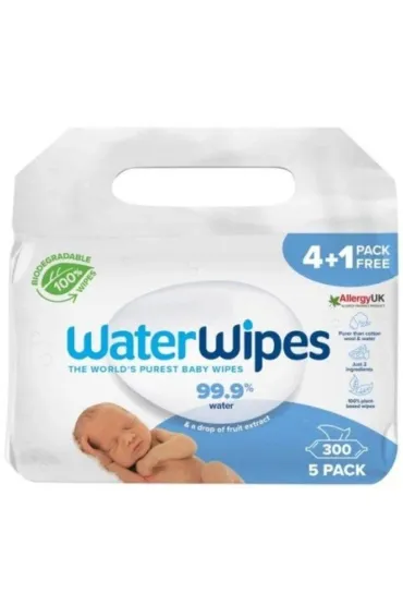 Waterwipes Chusteczki nawil�ane nas�czane czyst� wod� 5 x 60 szt.