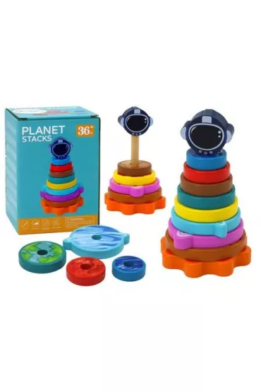 Piramida sorter drewniany 10el LeanToys