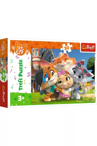 Puzzle 30 el. Przyja�� w kociej krainie Trefl
