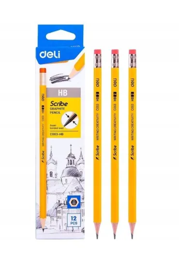 Deli O��wek z gumk� HB Scribe 12 szt.