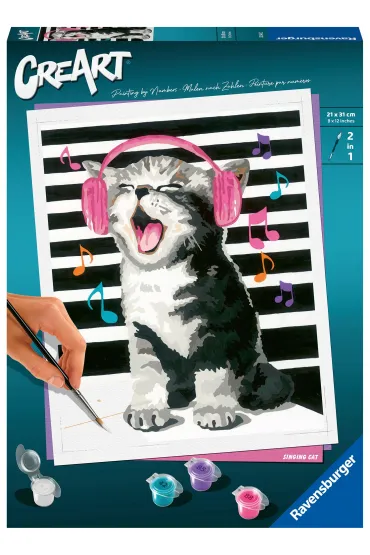 Malowanie po numerach CreArt - �piewaj�cy kot Ravensburger