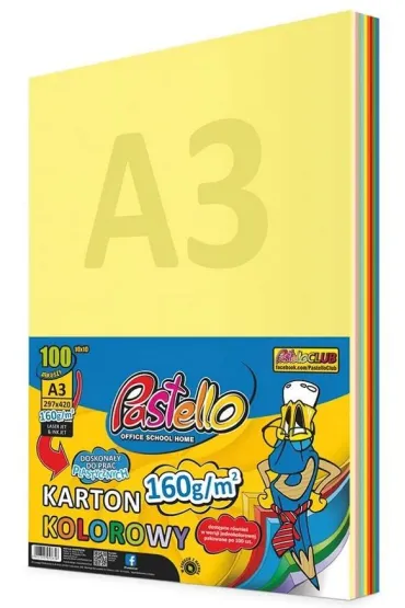 Alfa Pastello Karton kolorowy A3 160g 10 kolor�w 100 arkuszy