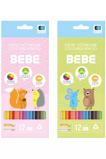 Interdruk Kredki o��wkowe tr�jk�tne B&B Kids Pastel 12 kolor�w
