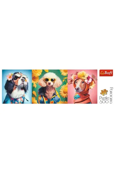 Puzzle 500 el. Panorama - Pokaz mody psia edycja Trefl