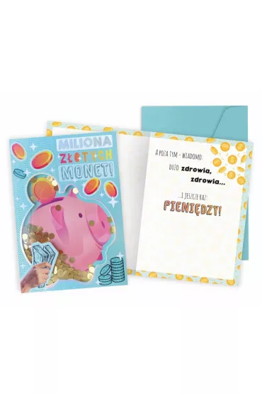 Kukartka Karnet Konfetti. �yczenia (�winka, monety) KNF-055