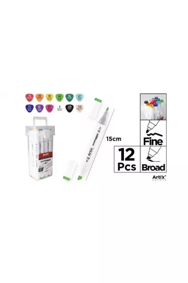 Artix Markery dwustronne Chromax 12 szt.