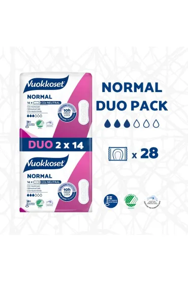 Vuokkoset Normal, Podpaski bez skrzyde�ek, duopack 2 x 14 szt.