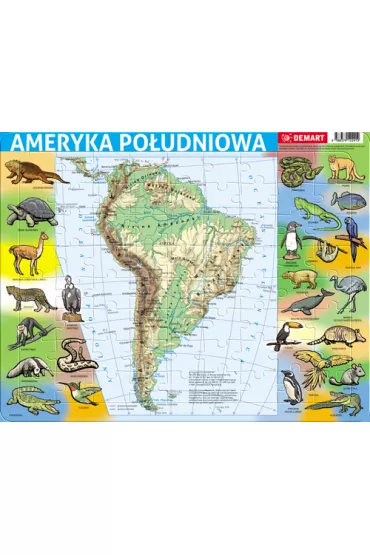 Puzzle ramkowe 72 el. Ameryka Po�udniowa mapa fizyczna Demart