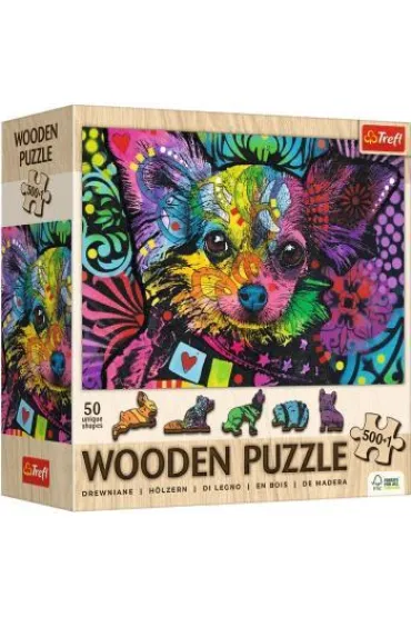 Puzzle drewniane 501 el. Kolorowy szczeniak Trefl