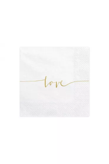 PartyDeco Serwetki Love z�ote 33x33cm
