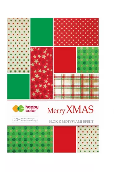 Happy Color Blok Effect Merry Christmas 10 kartek