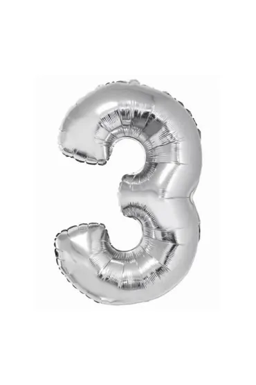 Godan Balon cyfra 3 srebrny 85cm
