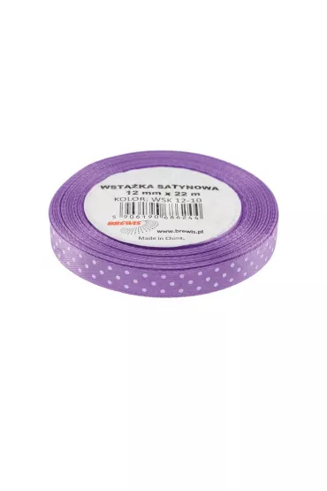 Wst��ka satynowa w kropki fioletowa 12mm x 22m