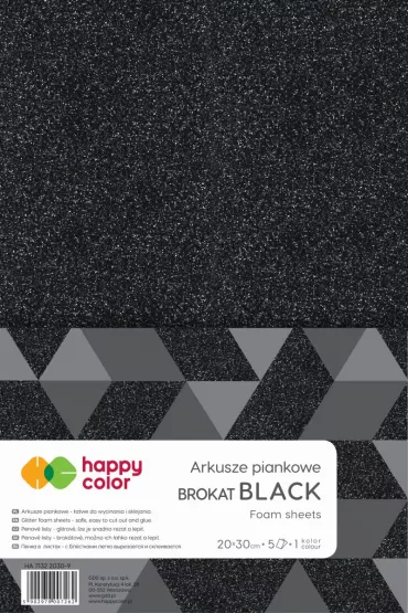 Happy Color Arkusze piankowe brokatowe A4, czarne, 5 arkuszy 5 szt.