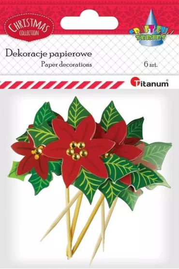 Titanum Papierowe ozdoby 3D na piku poinsecje 6 szt