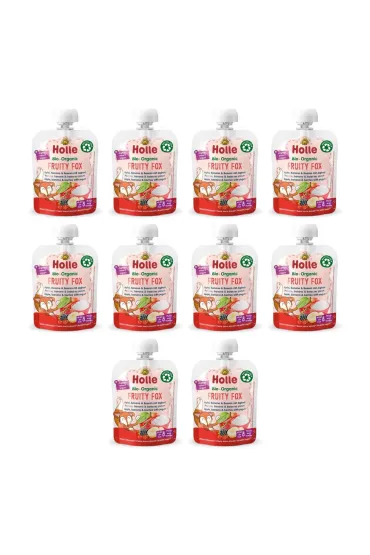 Holle Mus owocowy Lisek (jab�ko - banan - owoce le�ne - jogurt) od 8 miesi�ca Zestaw 10 x 85 ml Bio