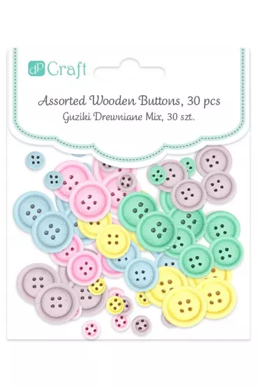 Dalprint Guziki drewniane pastelowe mix 30 szt.