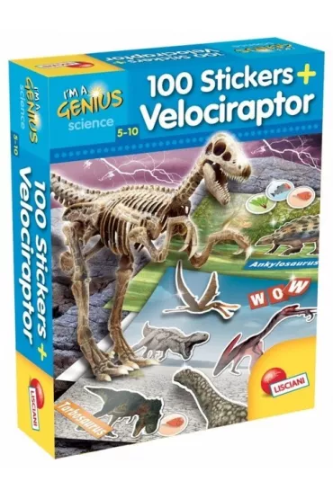 I`m a Genius Dino 100 Stickers Velociraptor * Lisciani