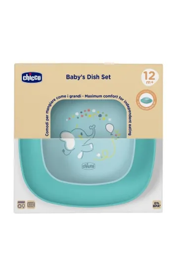 Chicco Zestaw 2 talerzy turkusowy 12m+