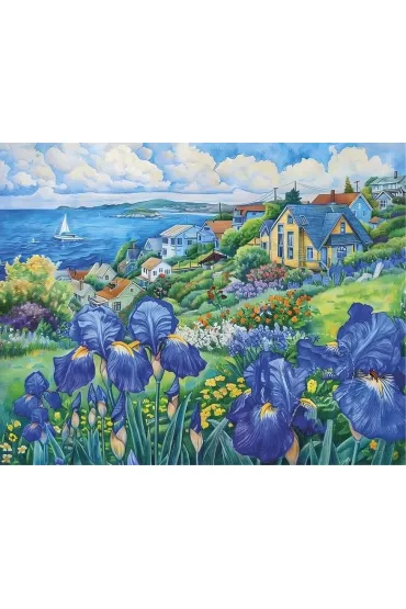 Mozaika diamentowa 5D - Pejza� z irysami 40x30cm
