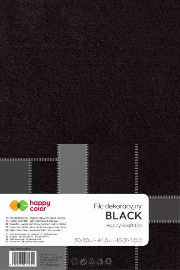 Happy Color Filc dekoracyjny czarny 20x30cm, 1.5mm