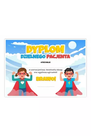 LearnHow Dyplom A4 dzielnego pacjenta - Super Dzieci 10 szt.