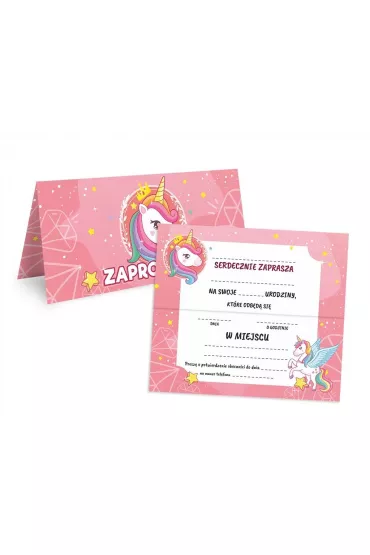 LearnHow Zaproszenie na urodziny Jednoro�ec 10 szt.