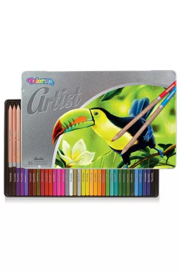 Patio Kredki o��wkowe okr�g�e Artist w metalowym pude�ku 36 szt.