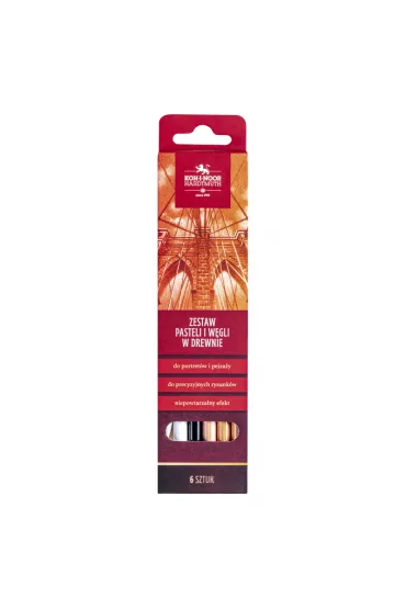Koh-I-Noor Zestaw Gioconda Pastele suche i w�gle w drewnie + rozcieracz 8800SE 6 szt.