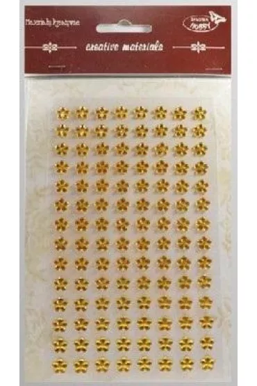 Galeria Hobby Stiker z kryszta�kami Kwiaty z�ociste 8mm