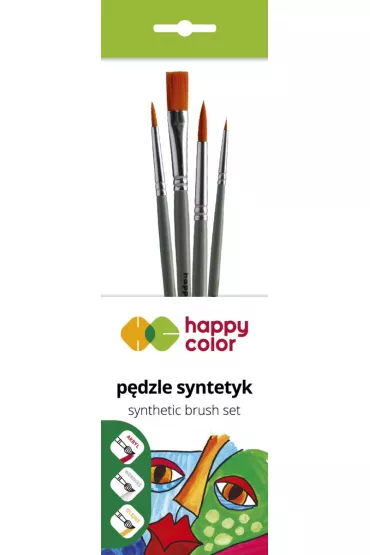 Happy Color Zestaw pdzli syntetycznych mieszane B 4 szt.