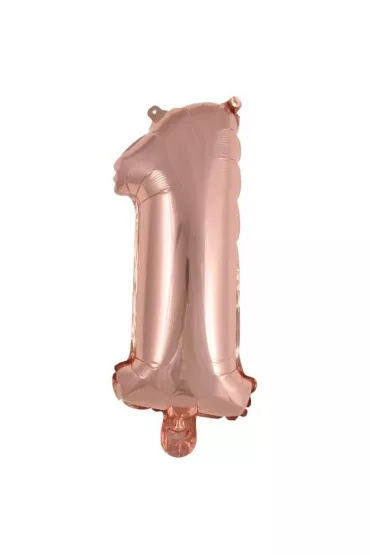 Amscan Balon foliowy mini cyfra 1 r�owe z�oto 19,5x40cm