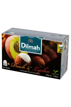 Dilmah Cejloska czarna herbata z aromatem brzoskwini i owocu liczi Peach & Lychee 20 x 1.5 g