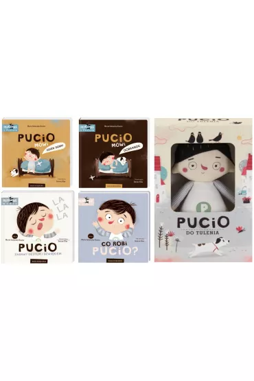 Pakiet Pucio: Pucio m�wi dzie� dobry, Pucio m�wi dobranoc, Zabawy gestem i d�wi�kiem, Co robi Pucio?, Pucio do tulenia. Maskotka - Marta Galewska-Kustra