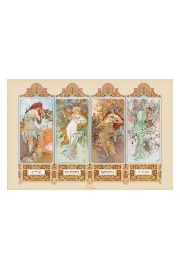 Alfons Mucha 4 Pory Roku - Secesja - plakat 91,5x61 cm