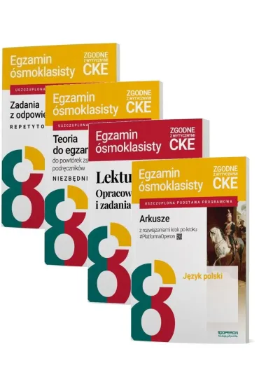 Pakiet. Egzamin �smoklasisty. J�zyk polski: Zadania z odpowiedziami. Repetytorium, Niezb�dnik, Arkusze z rozwi�zaniami krok po kroku, Lektury. Opracowania i zadania