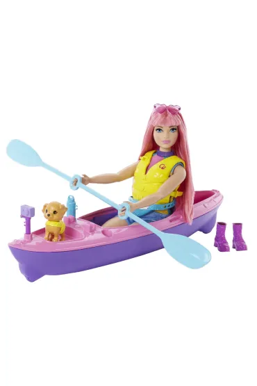 Barbie Kemping Daisy Lalka + kajak Zestaw HDF75 Mattel