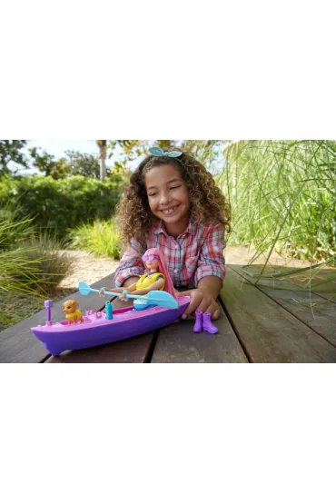 Barbie Kemping Daisy Lalka + kajak Zestaw HDF75 Mattel